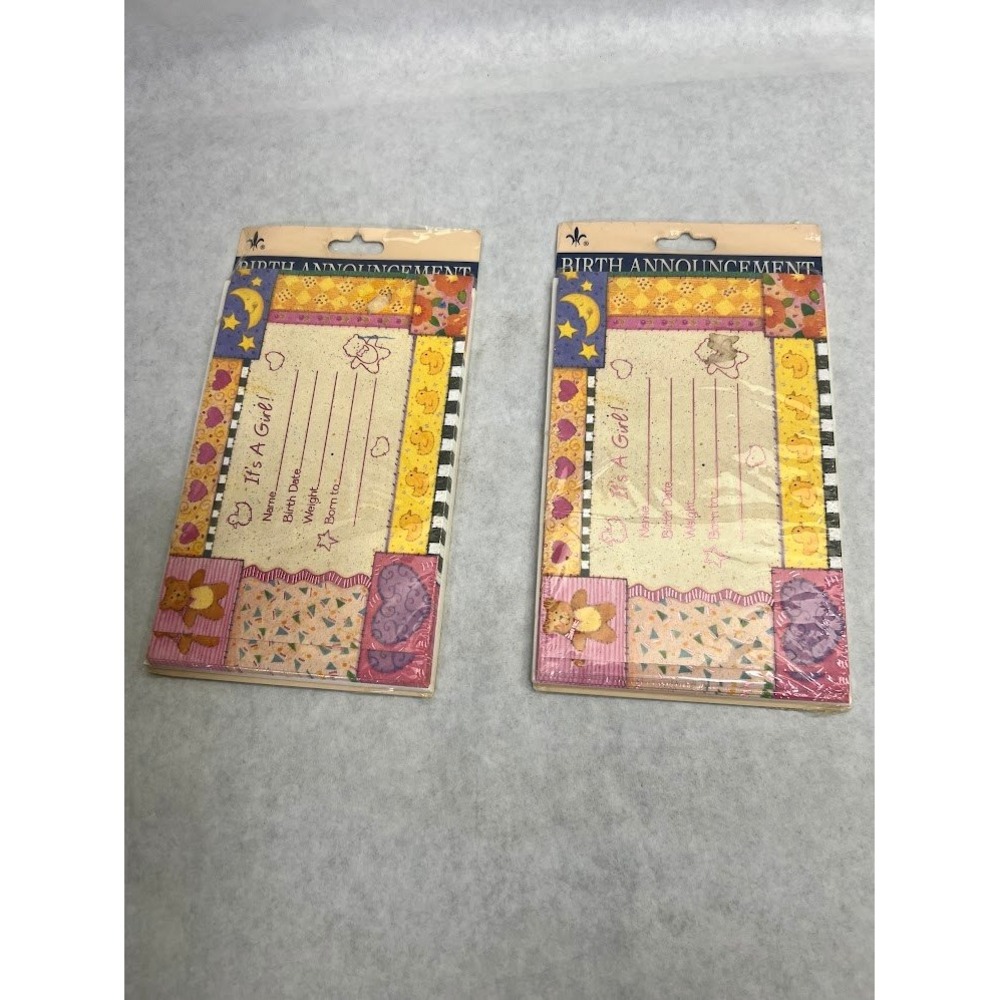 Vintage Gibson It's A Girl Birth Announcement Postcards Patchwork 2 Packs of 8